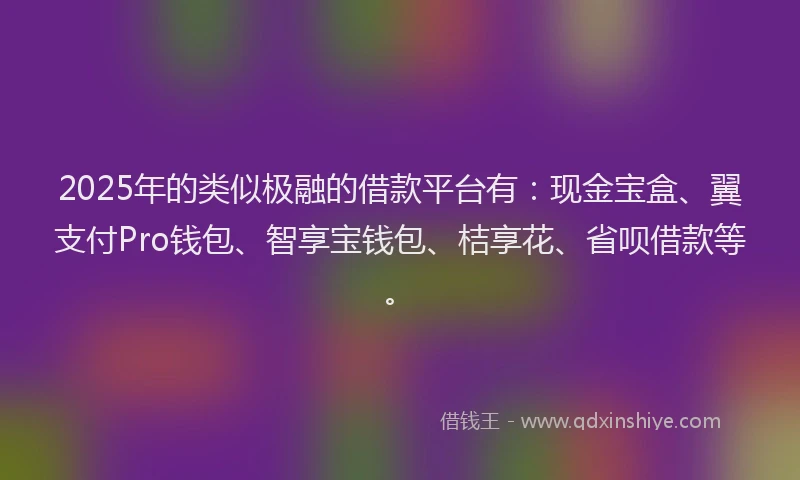2025年的类似极融的借款平台有：现金宝盒、翼支付Pro钱包、智享宝钱包、桔享花、省呗借款等。