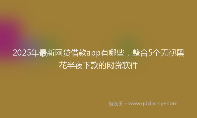 2025年最新网贷借款app有哪些，整合5个无视黑花半夜下款的网贷软件