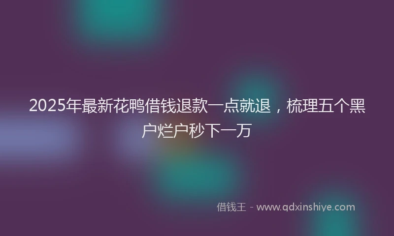 2025年最新花鸭借钱退款一点就退，梳理五个黑户烂户秒下一万
