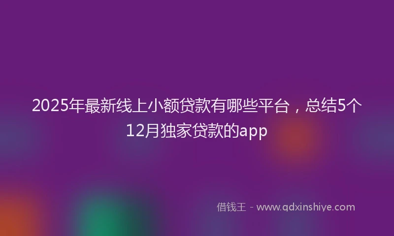 2025年最新线上小额贷款有哪些平台，总结5个12月独家贷款的app