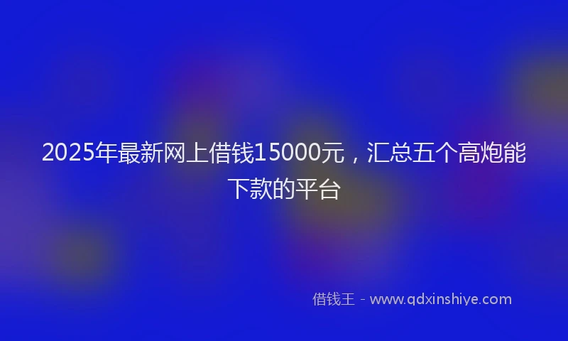 2025年最新网上借钱15000元，汇总五个高炮能下款的平台