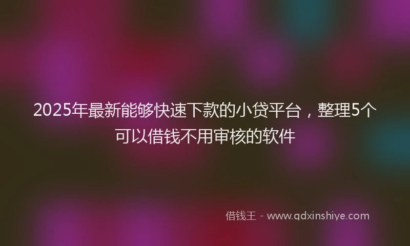2025年最新能够快速下款的小贷平台，整理5个可以借钱不用审核的软件