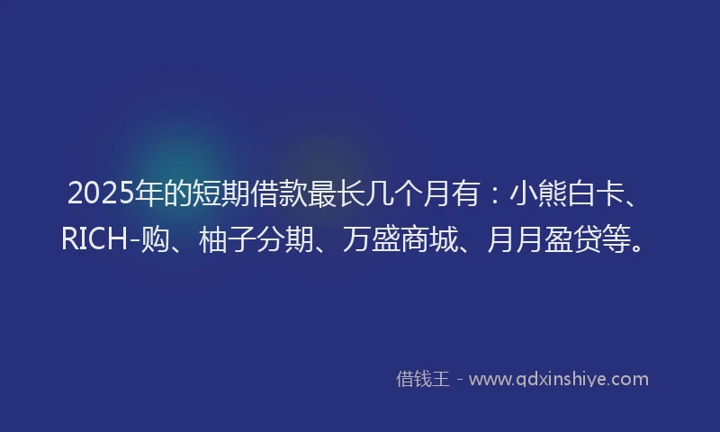 2025年的短期借款最长几个月有：小熊白卡、RICH-购、柚子分期、万盛商城、月月盈贷等。