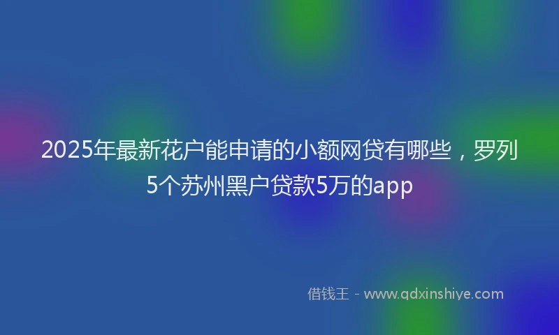 2025年最新花户能申请的小额网贷有哪些，罗列5个苏州黑户贷款5万的app