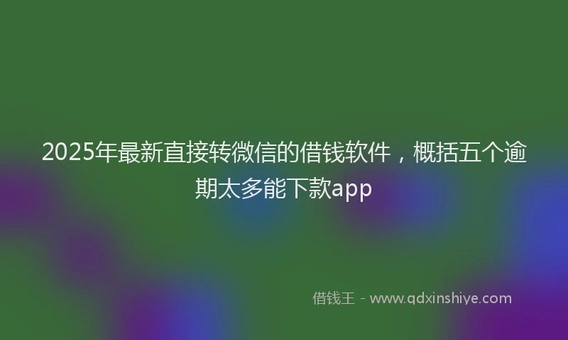 2025年最新直接转微信的借钱软件，概括五个逾期太多能下款app