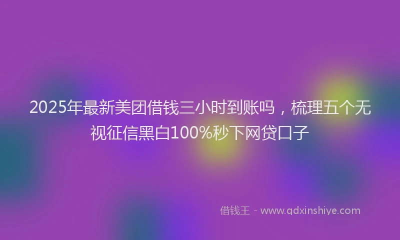2025年最新美团借钱三小时到账吗，梳理五个无视征信黑白100%秒下网贷口子