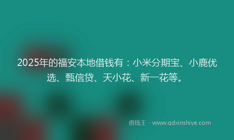 2025年的福安本地借钱有：小米分期宝、小鹿优选、甄信贷、天小花、新一花等。
