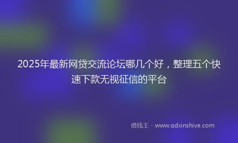 2025年最新网贷交流论坛哪几个好，整理五个快速下款无视征信的平台