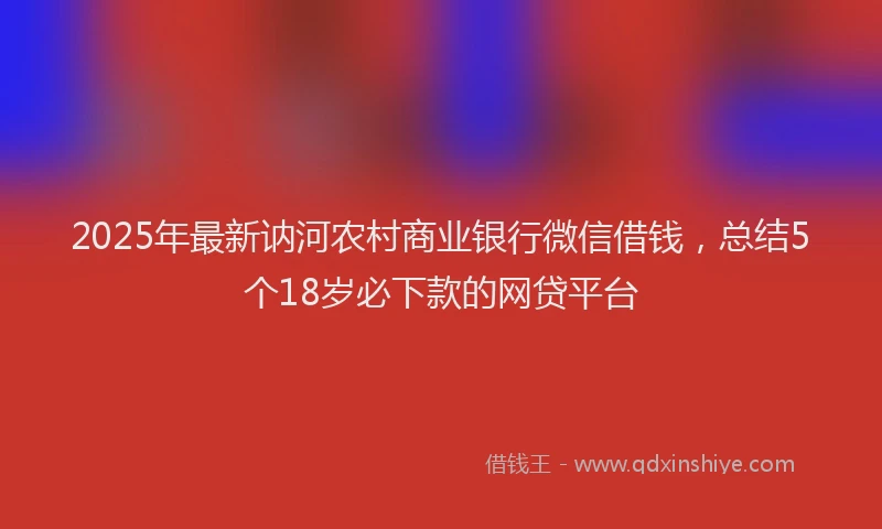 2025年最新讷河农村商业银行微信借钱，总结5个18岁必下款的网贷平台
