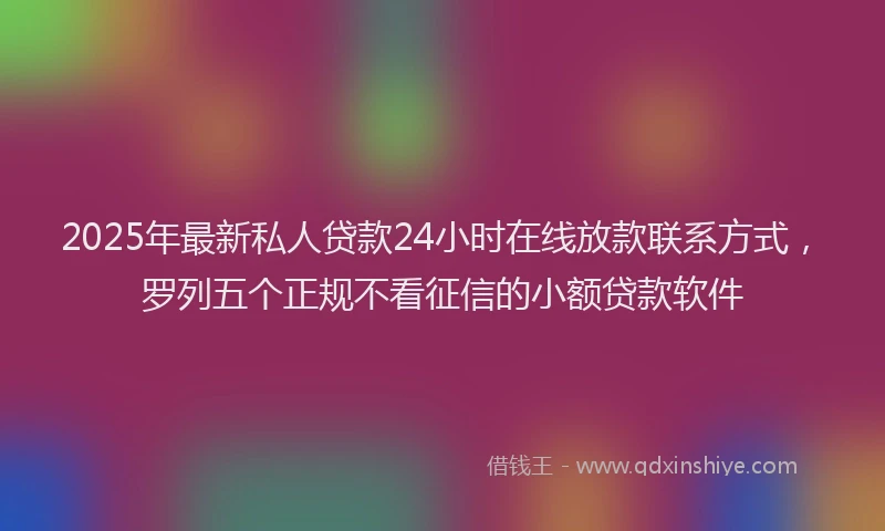 2025年最新私人贷款24小时在线放款联系方式，罗列五个正规不看征信的小额贷款软件