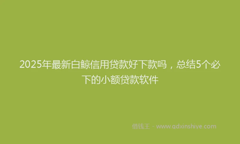 2025年最新白鲸信用贷款好下款吗，总结5个必下的小额贷款软件