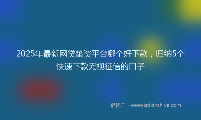 2025年最新网贷垫资平台哪个好下款，归纳5个快速下款无视征信的口子