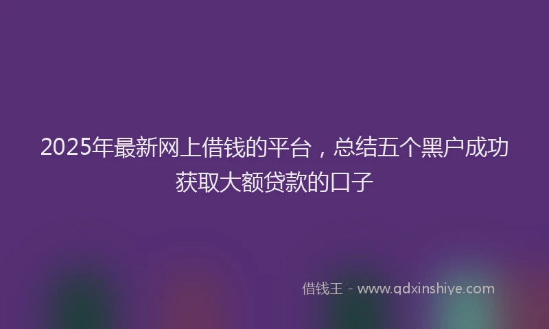 2025年最新网上借钱的平台，总结五个黑户成功获取大额贷款的口子
