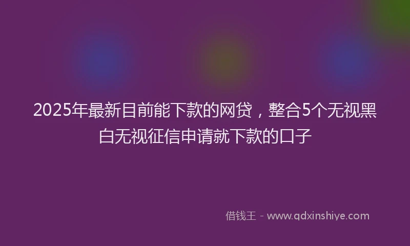 2025年最新目前能下款的网贷，整合5个无视黑白无视征信申请就下款的口子