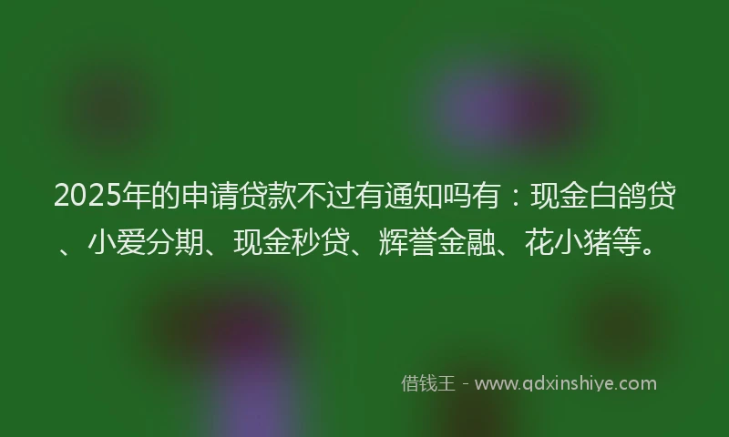 2025年的申请贷款不过有通知吗有：现金白鸽贷、小爱分期、现金秒贷、辉誉金融、花小猪等。