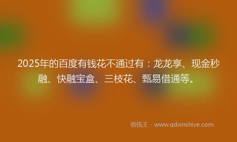 2025年的百度有钱花不通过有：龙龙享、现金秒融、快融宝盒、三枝花、甄易借通等。