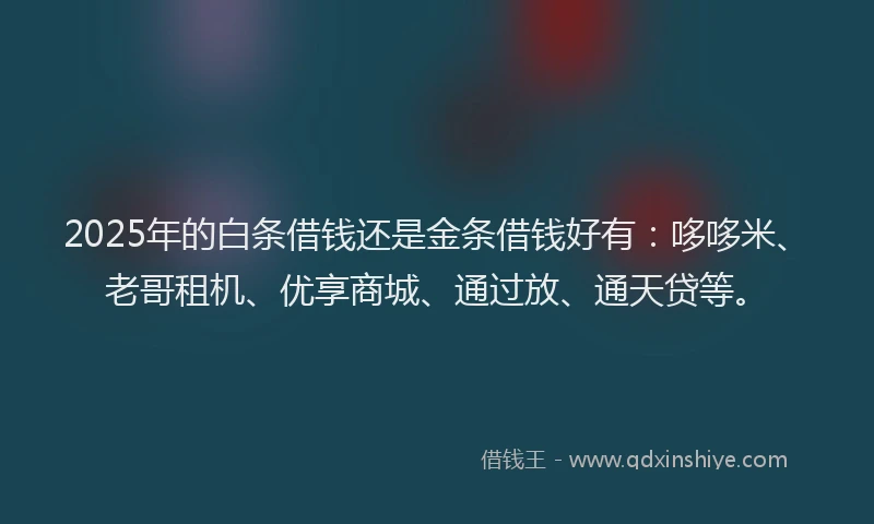 2025年的白条借钱还是金条借钱好有：哆哆米、老哥租机、优享商城、通过放、通天贷等。