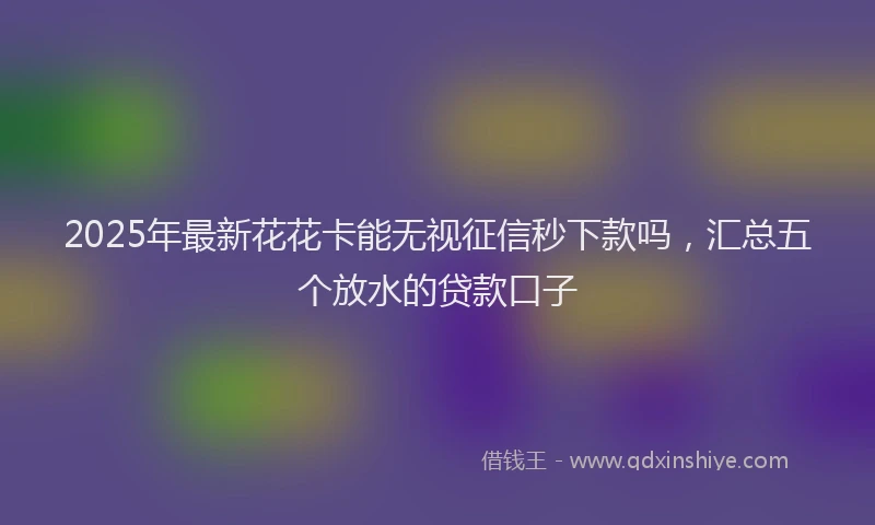2025年最新花花卡能无视征信秒下款吗，汇总五个放水的贷款口子