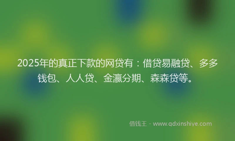 2025年的真正下款的网贷有：借贷易融贷、多多钱包、人人贷、金瀛分期、森森贷等。