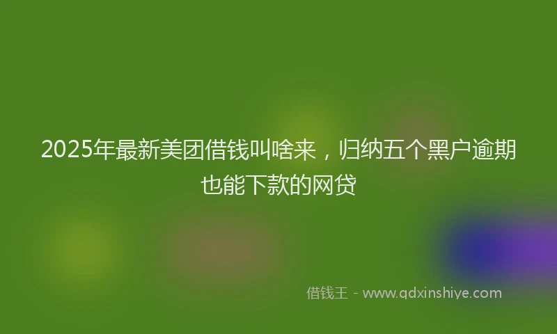 2025年最新美团借钱叫啥来，归纳五个黑户逾期也能下款的网贷