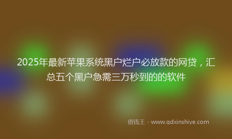 2025年最新苹果系统黑户烂户必放款的网贷，汇总五个黑户急需三万秒到的的软件