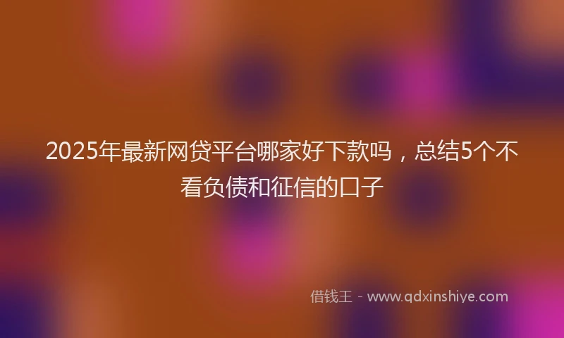 2025年最新网贷平台哪家好下款吗，总结5个不看负债和征信的口子
