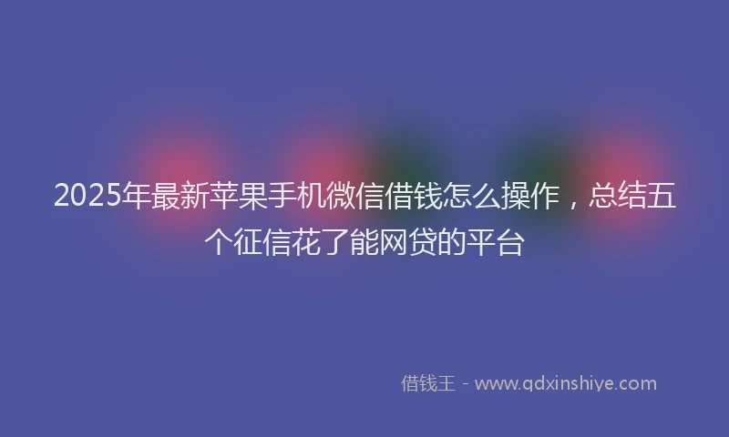 2025年最新苹果手机微信借钱怎么操作，总结五个征信花了能网贷的平台
