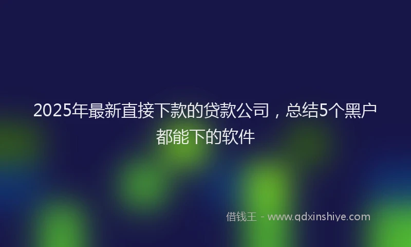 2025年最新直接下款的贷款公司，总结5个黑户都能下的软件