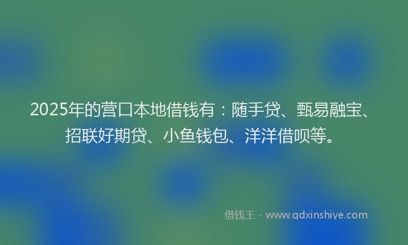 2025年的营口本地借钱有：随手贷、甄易融宝、招联好期贷、小鱼钱包、洋洋借呗等。