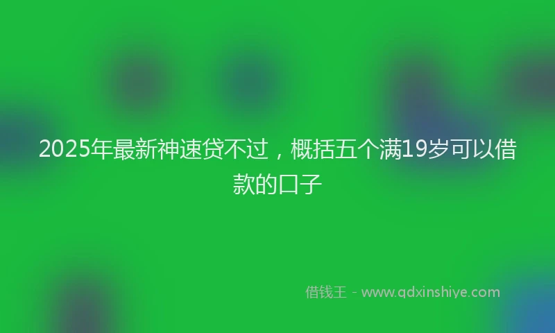 2025年最新神速贷不过，概括五个满19岁可以借款的口子
