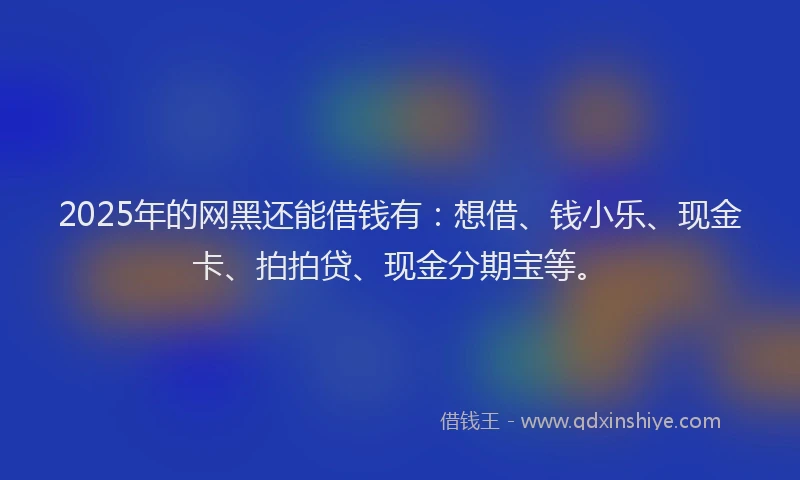 2025年的网黑还能借钱有：想借、钱小乐、现金卡、拍拍贷、现金分期宝等。