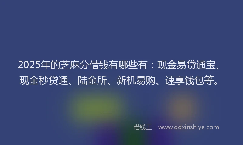 2025年的芝麻分借钱有哪些有：现金易贷通宝、现金秒贷通、陆金所、新机易购、速享钱包等。