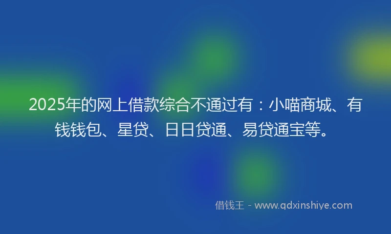2025年的网上借款综合不通过有：小喵商城、有钱钱包、星贷、日日贷通、易贷通宝等。