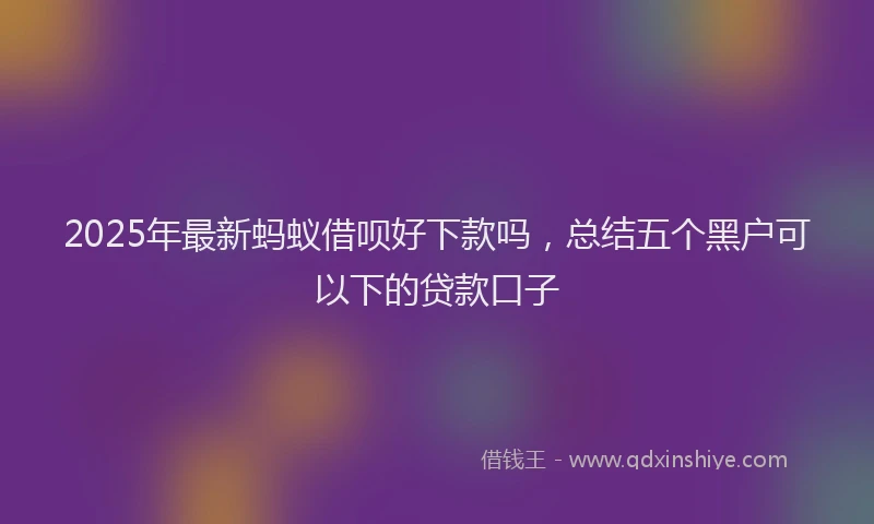 2025年最新蚂蚁借呗好下款吗，总结五个黑户可以下的贷款口子