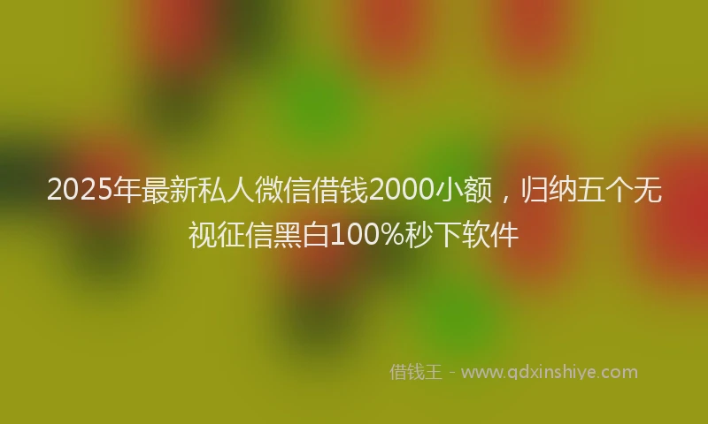 2025年最新私人微信借钱2000小额，归纳五个无视征信黑白100%秒下软件