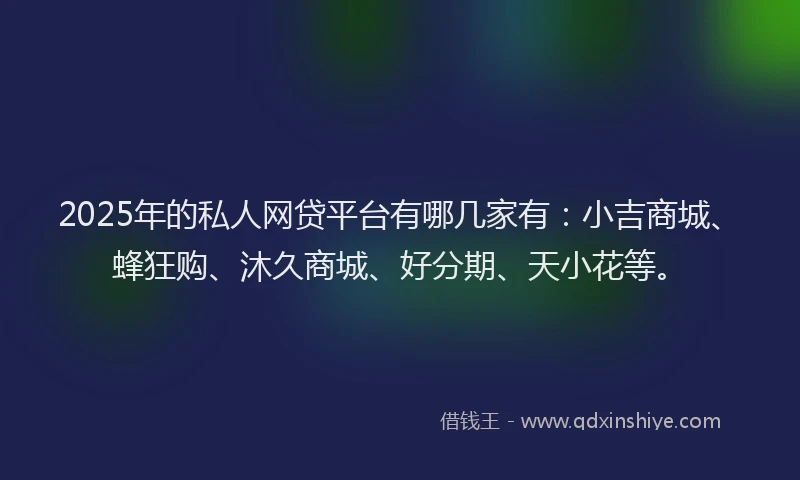2025年的私人网贷平台有哪几家有：小吉商城、蜂狂购、沐久商城、好分期、天小花等。