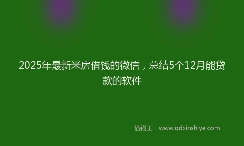 2025年最新米房借钱的微信，总结5个12月能贷款的软件