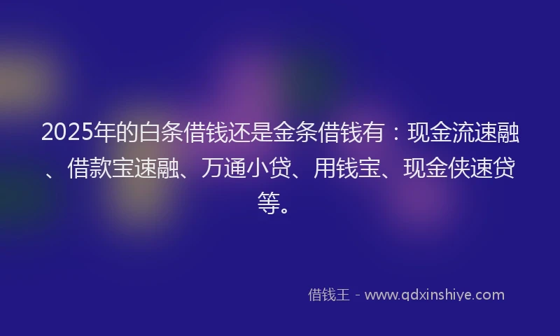 2025年的白条借钱还是金条借钱有：现金流速融、借款宝速融、万通小贷、用钱宝、现金侠速贷等。