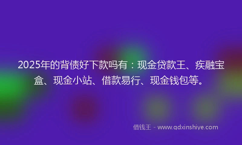 2025年的背债好下款吗有：现金贷款王、疾融宝盒、现金小站、借款易行、现金钱包等。