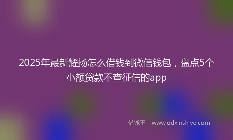 2025年最新耀扬怎么借钱到微信钱包，盘点5个小额贷款不查征信的app
