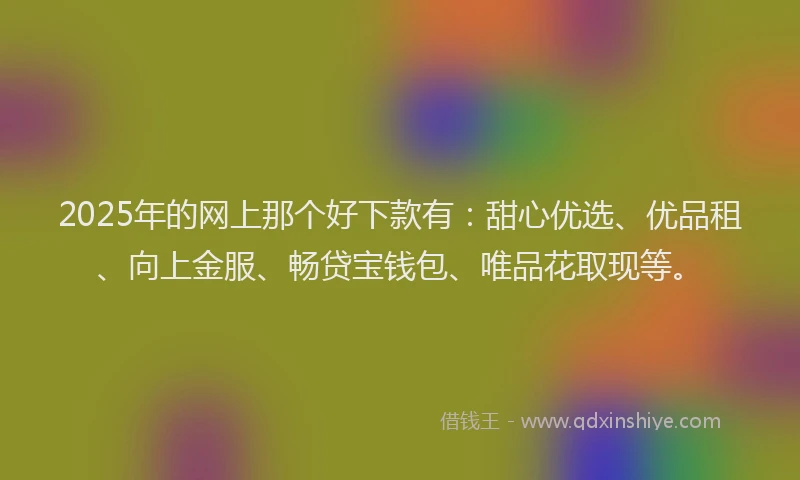 2025年的网上那个好下款有：甜心优选、优品租、向上金服、畅贷宝钱包、唯品花取现等。