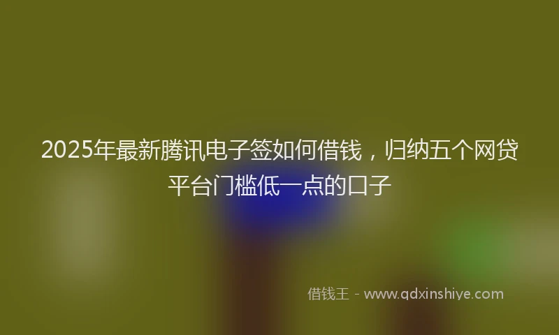 2025年最新腾讯电子签如何借钱，归纳五个网贷平台门槛低一点的口子