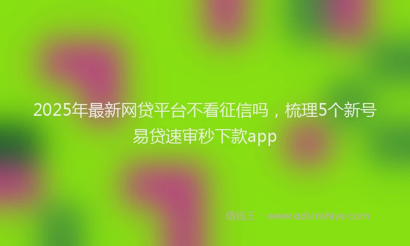 2025年最新网贷平台不看征信吗，梳理5个新号易贷速审秒下款app