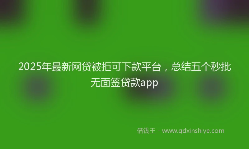 2025年最新网贷被拒可下款平台，总结五个秒批无面签贷款app