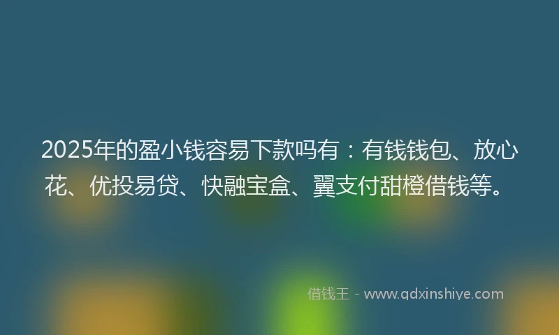2025年的盈小钱容易下款吗有：有钱钱包、放心花、优投易贷、快融宝盒、翼支付甜橙借钱等。
