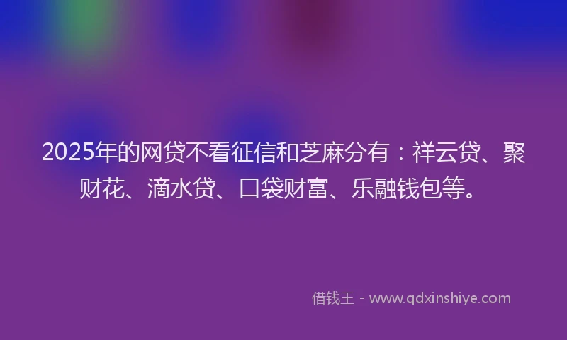 2025年的网贷不看征信和芝麻分有：祥云贷、聚财花、滴水贷、口袋财富、乐融钱包等。