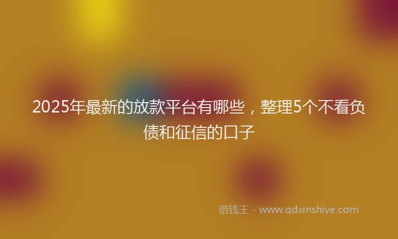 2025年最新的放款平台有哪些，整理5个不看负债和征信的口子