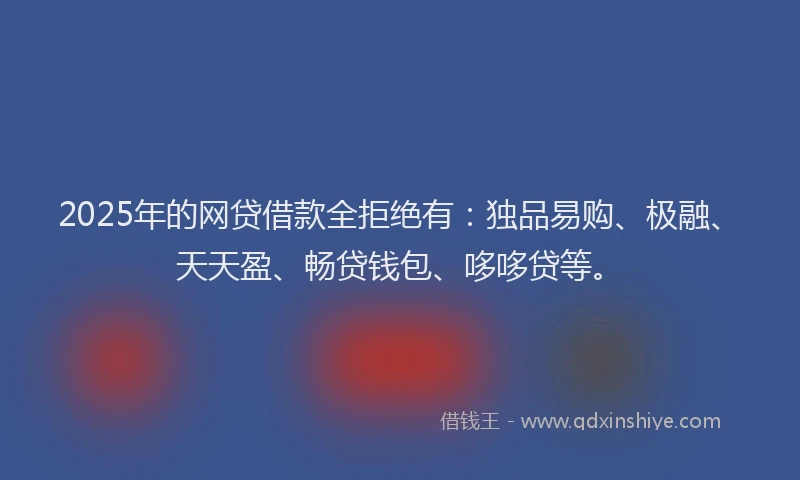 2025年的网贷借款全拒绝有：独品易购、极融、天天盈、畅贷钱包、哆哆贷等。