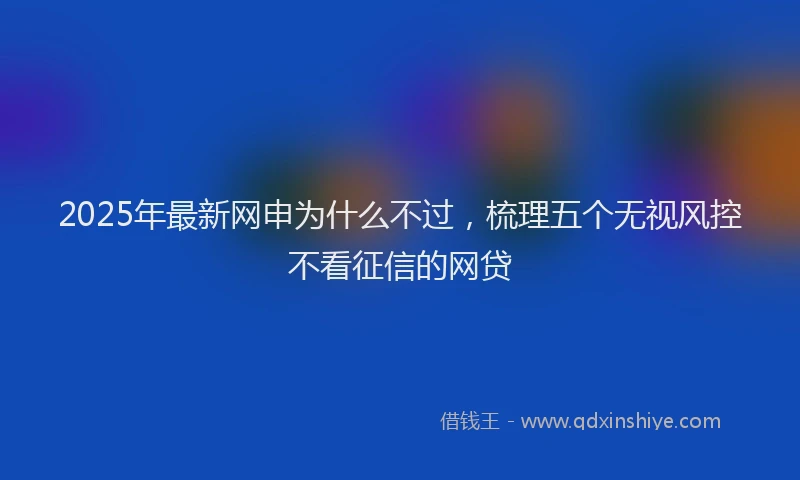 2025年最新网申为什么不过，梳理五个无视风控不看征信的网贷