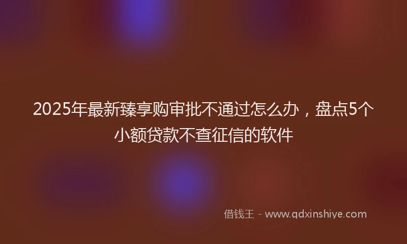 2025年最新臻享购审批不通过怎么办，盘点5个小额贷款不查征信的软件